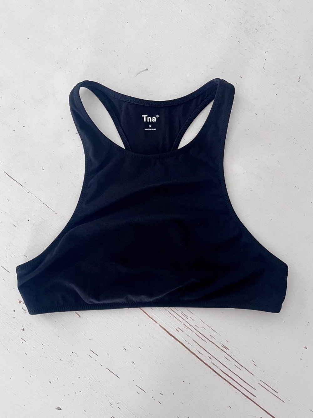 TNA Aritzia Venice High Neck Bikini Bathing Suit Black Top Swimwear